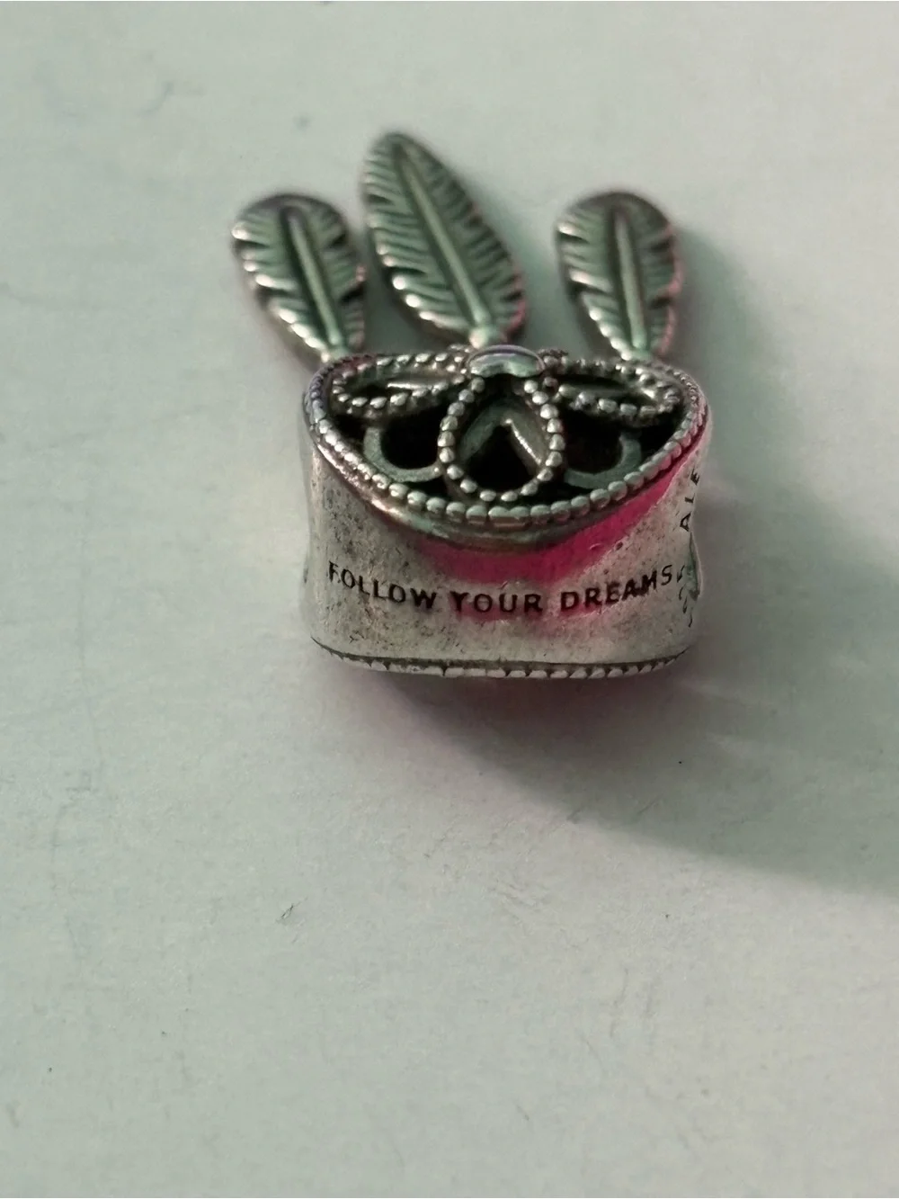 Pandora Silver Dreamcatcher Dangle Charm with Feathers